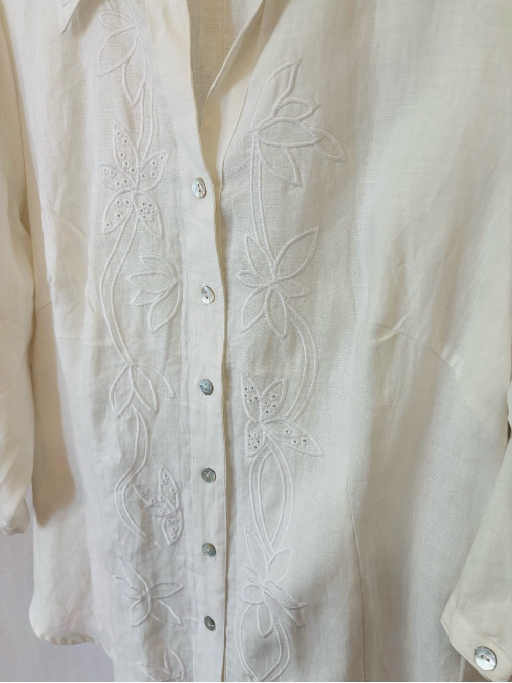Alexandra Bartlett NWT Linen Embroidered Button Shirt 1X - Picture 5 of 8
